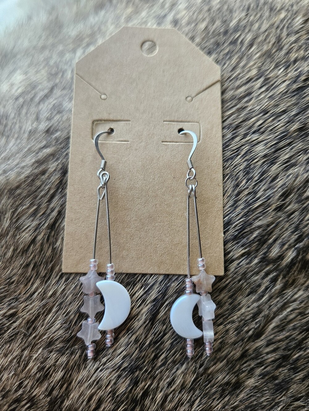 Strawberry Quartz Moon & Stars Dangles 💫 Handmade